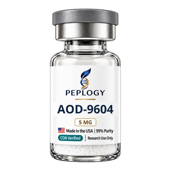 AOD-9604 5 MG research peptide vial by Peplogy