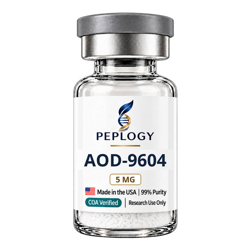 AOD-9604 5 MG research peptide vial by Peplogy