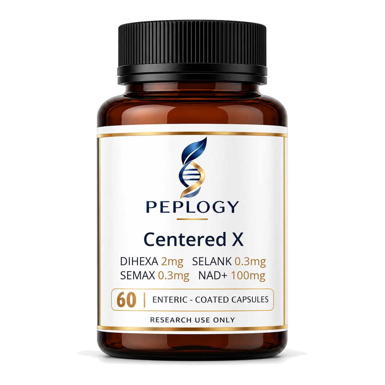 Centered X Capsules for research by Peplogy