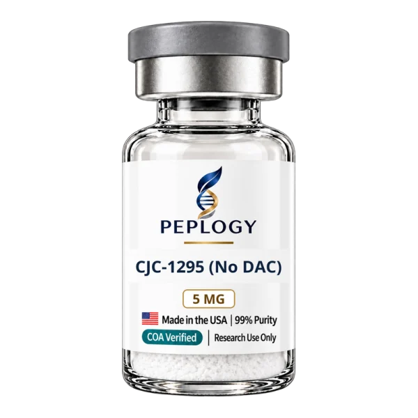 CJC-1295 (No DAC) 5 MG research peptide vial by Peplogy