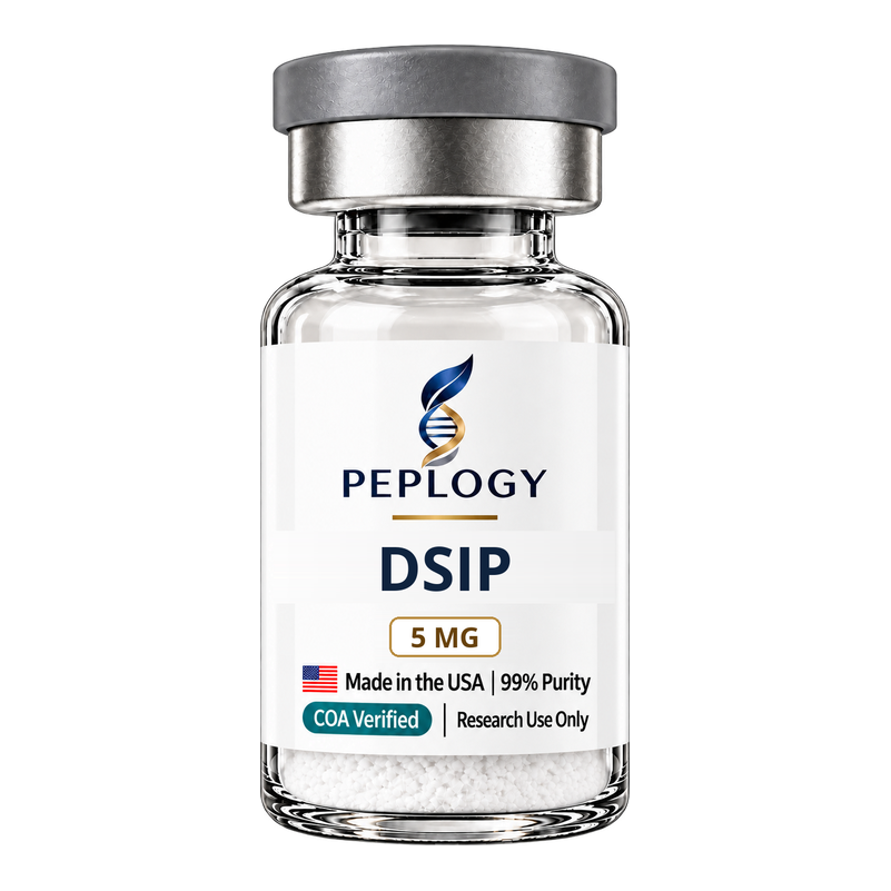 DSIP 5 MG research peptide vial by Peplogy