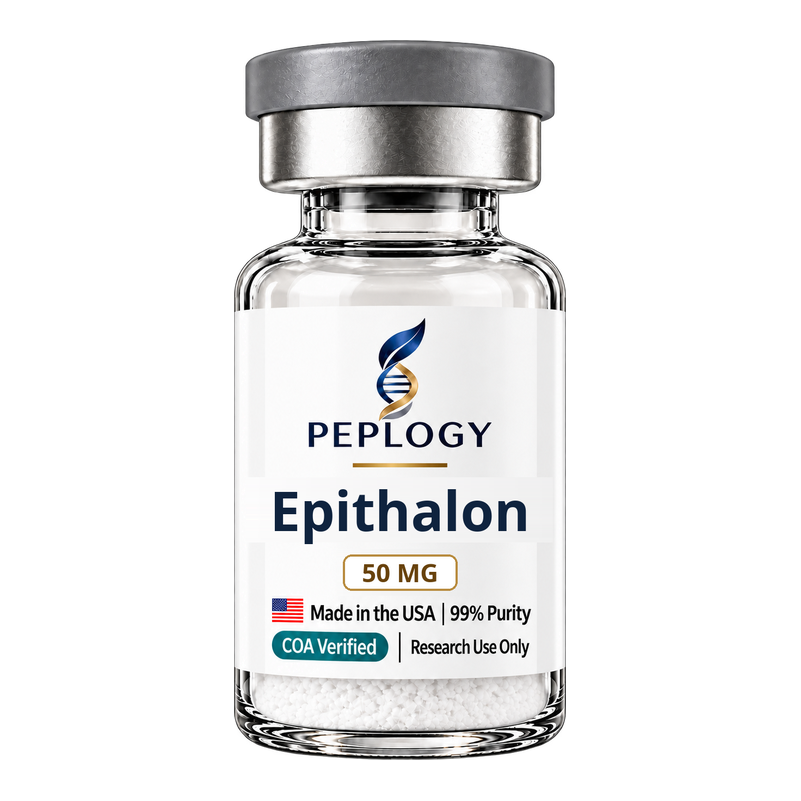 Epithalon 50 MG research peptide vial by Peplogy