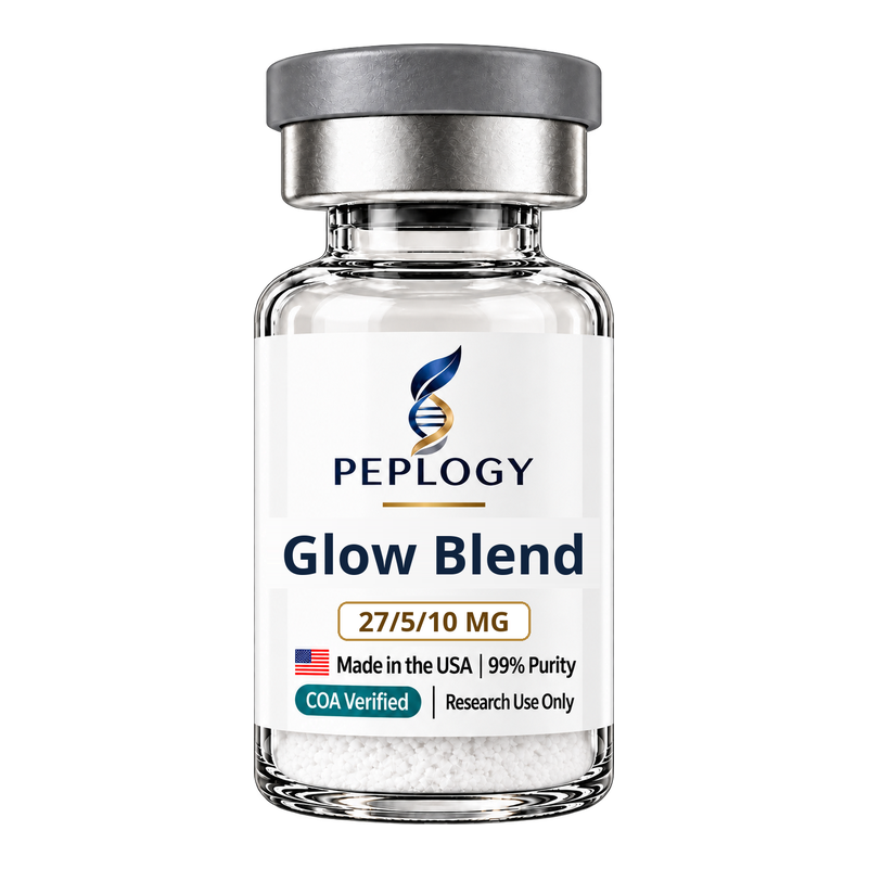 Glow Blend 27/5/10 MG research peptide vial by Peplogy