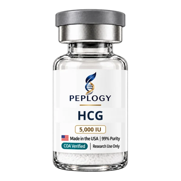 HCG 5,000 IU research peptide vial by Peplogy