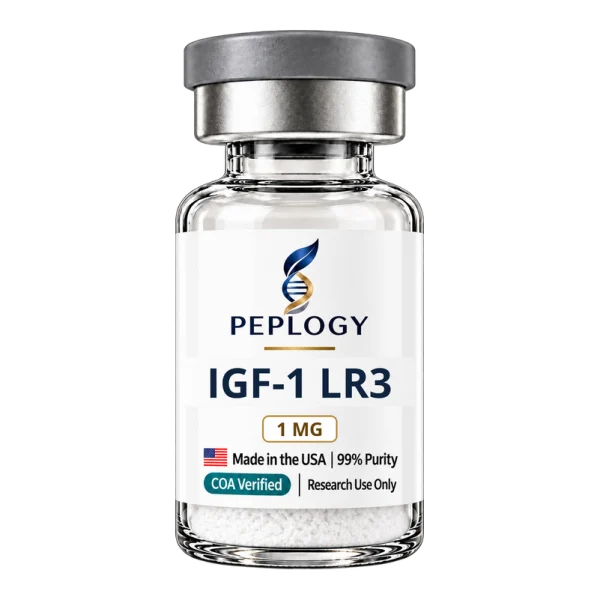 IGF-1 LR3 1 MG research peptide vial by Peplogy