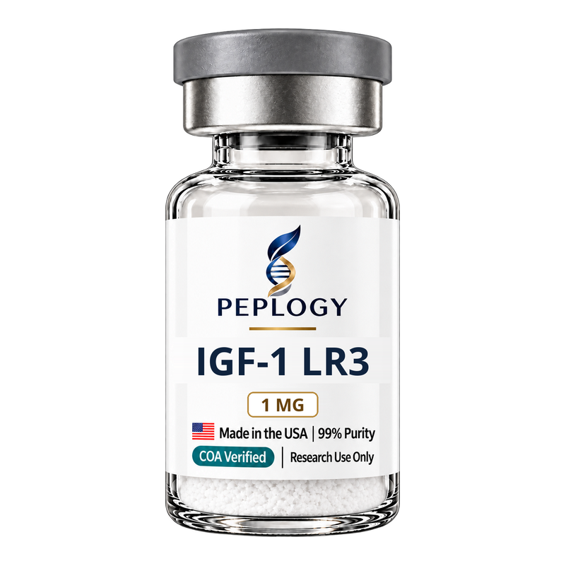 IGF-1 LR3 1 MG research peptide vial by Peplogy