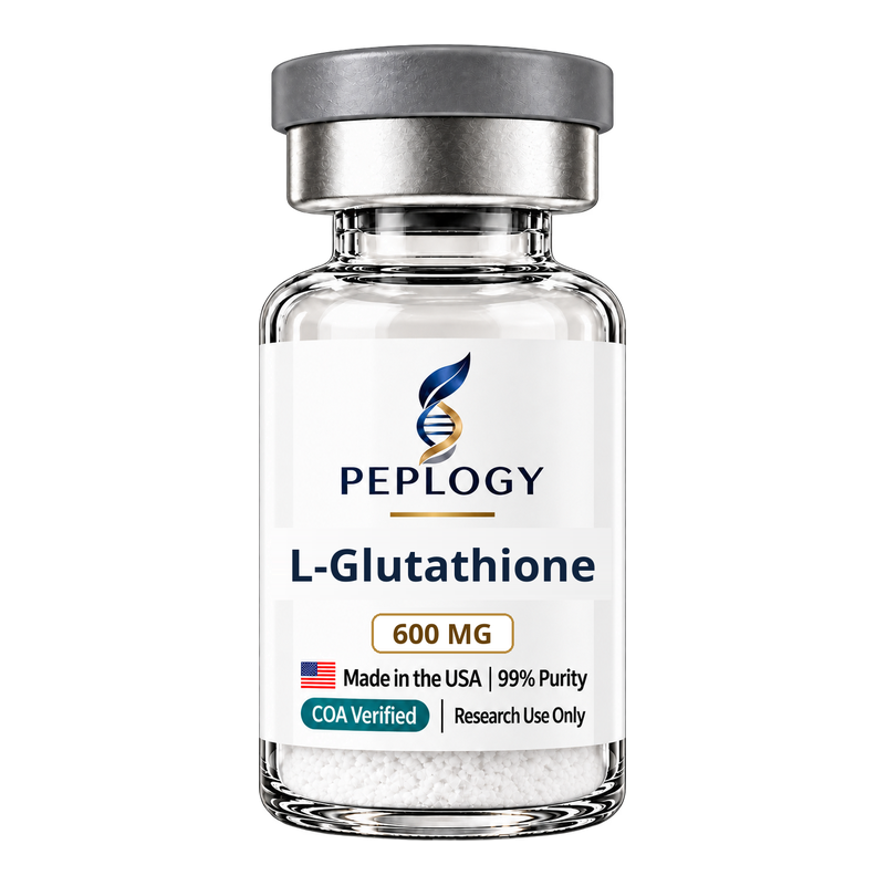 L-Glutathione 600 MG research peptide vial by Peplogy