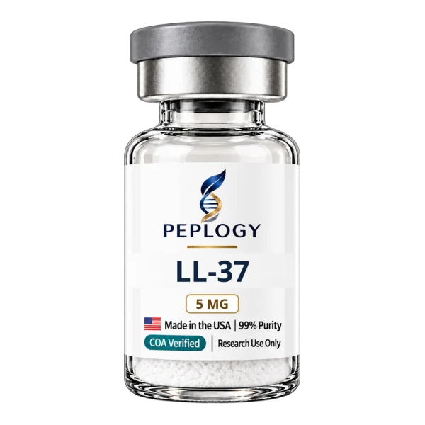 LL-37 5 MG research peptide vial by Peplogy