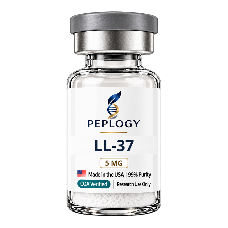 LL-37 5 MG research peptide vial by Peplogy