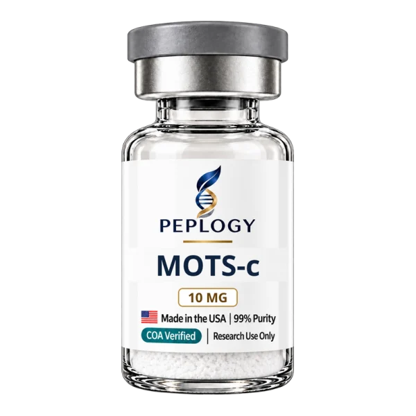 MOTS-c 10 MG research peptide vial by Peplogy