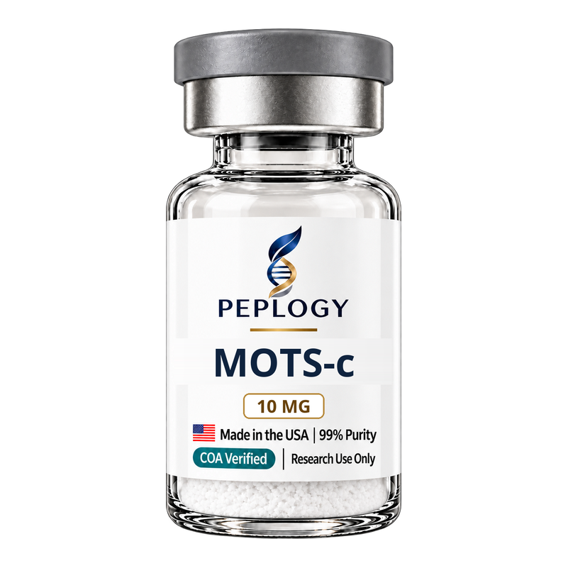MOTS-c 10 MG research peptide vial by Peplogy
