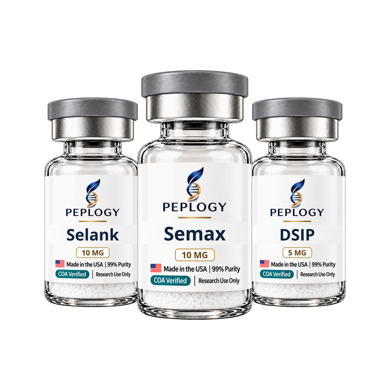 Neuro Research Bundle: Selank 10 mg, Semax 10 mg and DSIP 5 mg research vials by Peplogy