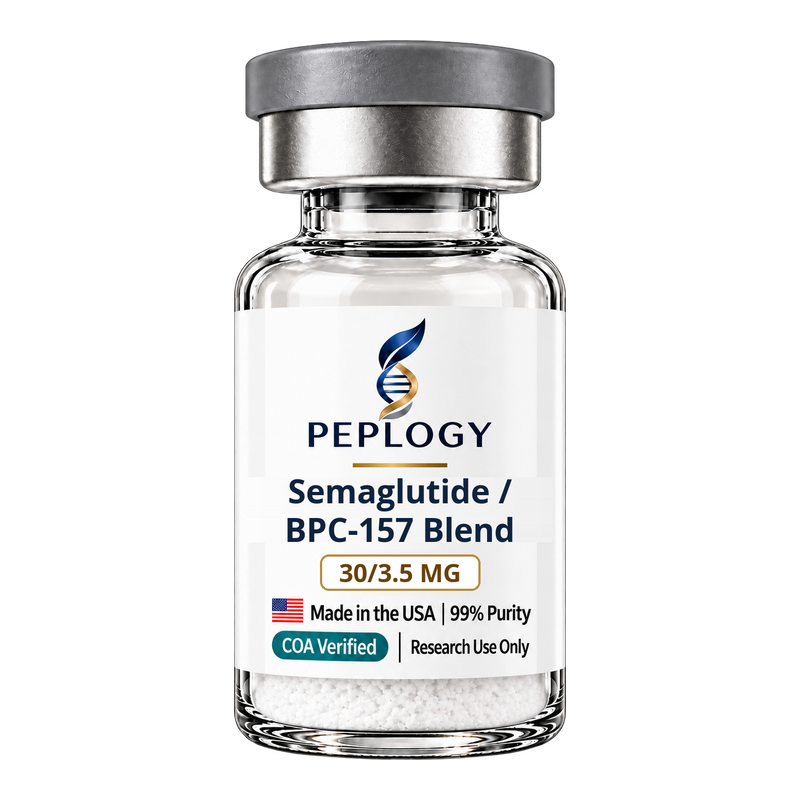 Semaglutide / BPC-157 Blend 30/3.5 MG research peptide vial by Peplogy