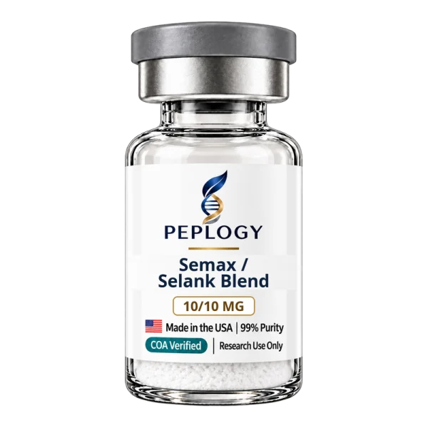Semax / Selank Blend 10/10 MG research peptide vial by Peplogy
