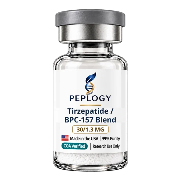Tirzepatide / BPC-157 Blend 30/1.3 MG research peptide vial by Peplogy